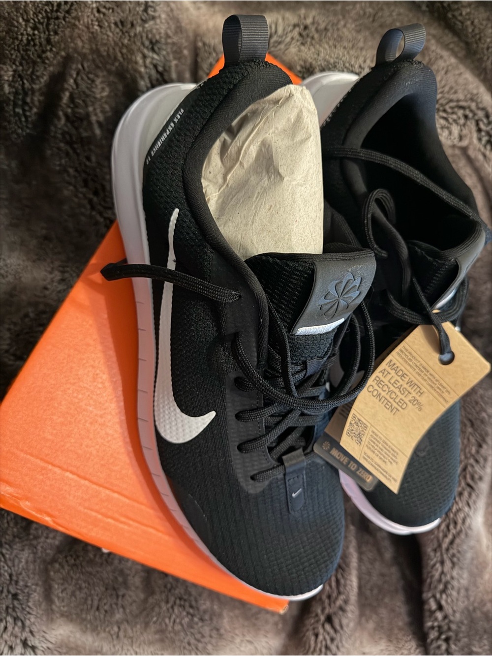 Nike Black Knit Running Shoes with White Swoosh